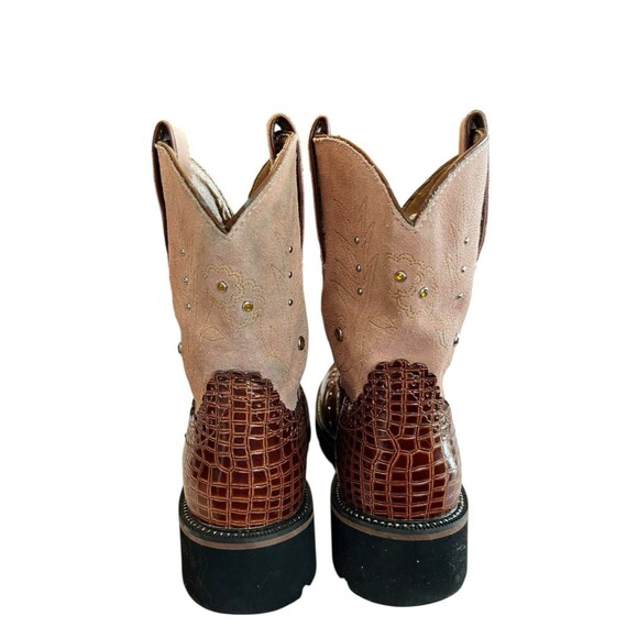 Ariat Fatbaby Western Boots Sz 8.5B Womens Brown and Pink Suede upper 2479 - Picture 6 of 11